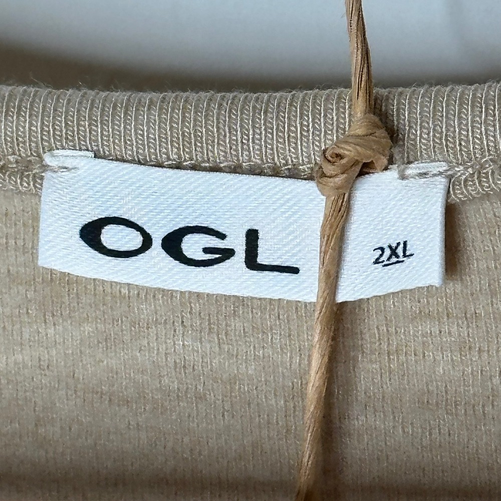 NEW OGL Eco-Mousse Thermal Wrap Top Beige Long Sleeve Ruched Size 2XL Minimalist - Picture 9 of 9
